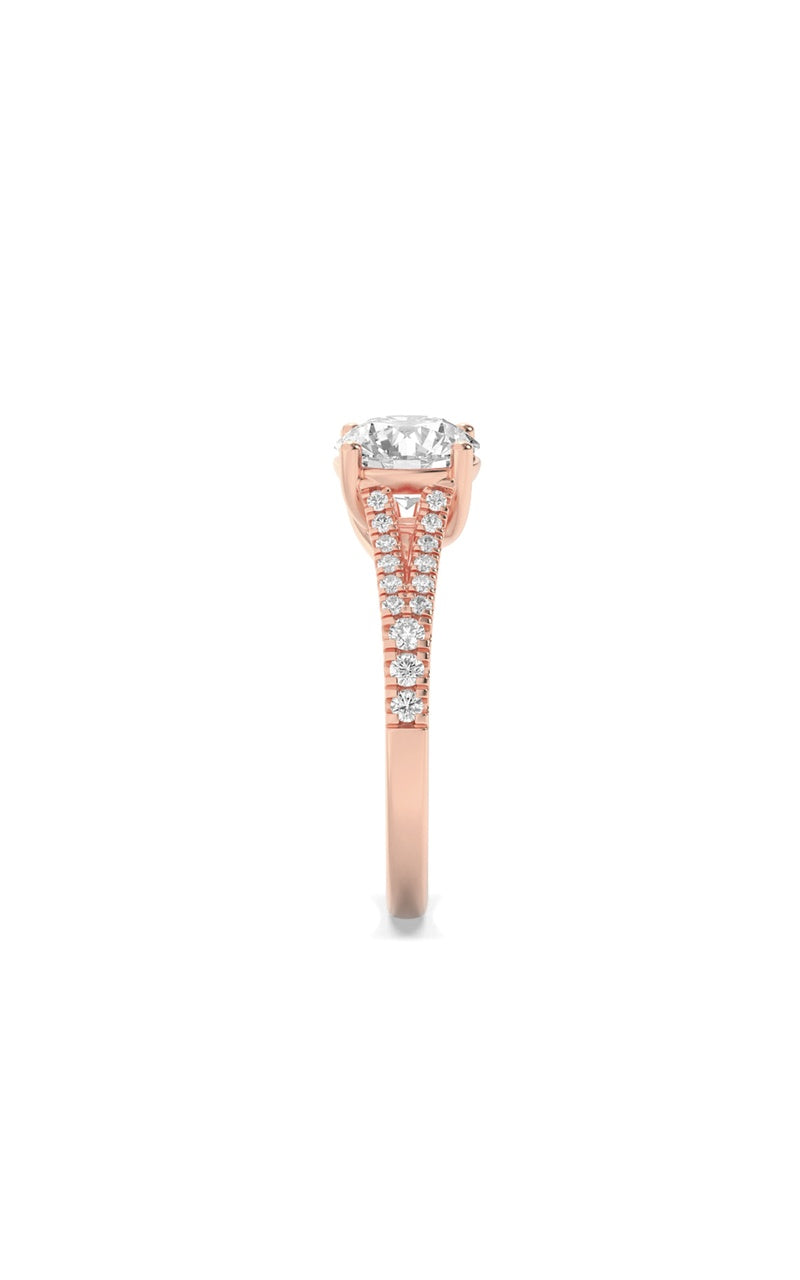 2CTW Round Shaped Lab Grown Diamond (F/VS) Split Shank Trellis Engagement Ring in 14K Gold, 14K Rose Gold