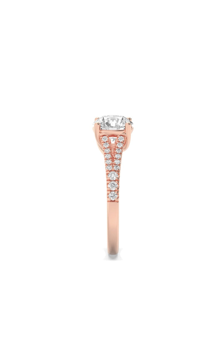 2Cttw Round Shaped Lab Grown Diamond (F/VS) SplitShank Trellis Engagement Ring in 14K Gold