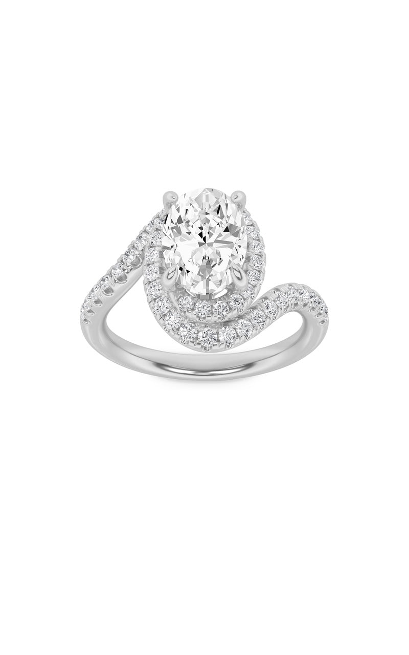 2Cttw Oval Shaped Lab Grown Diamond (F/VS) Swirl Accented Engagement Ring in 14K Gold