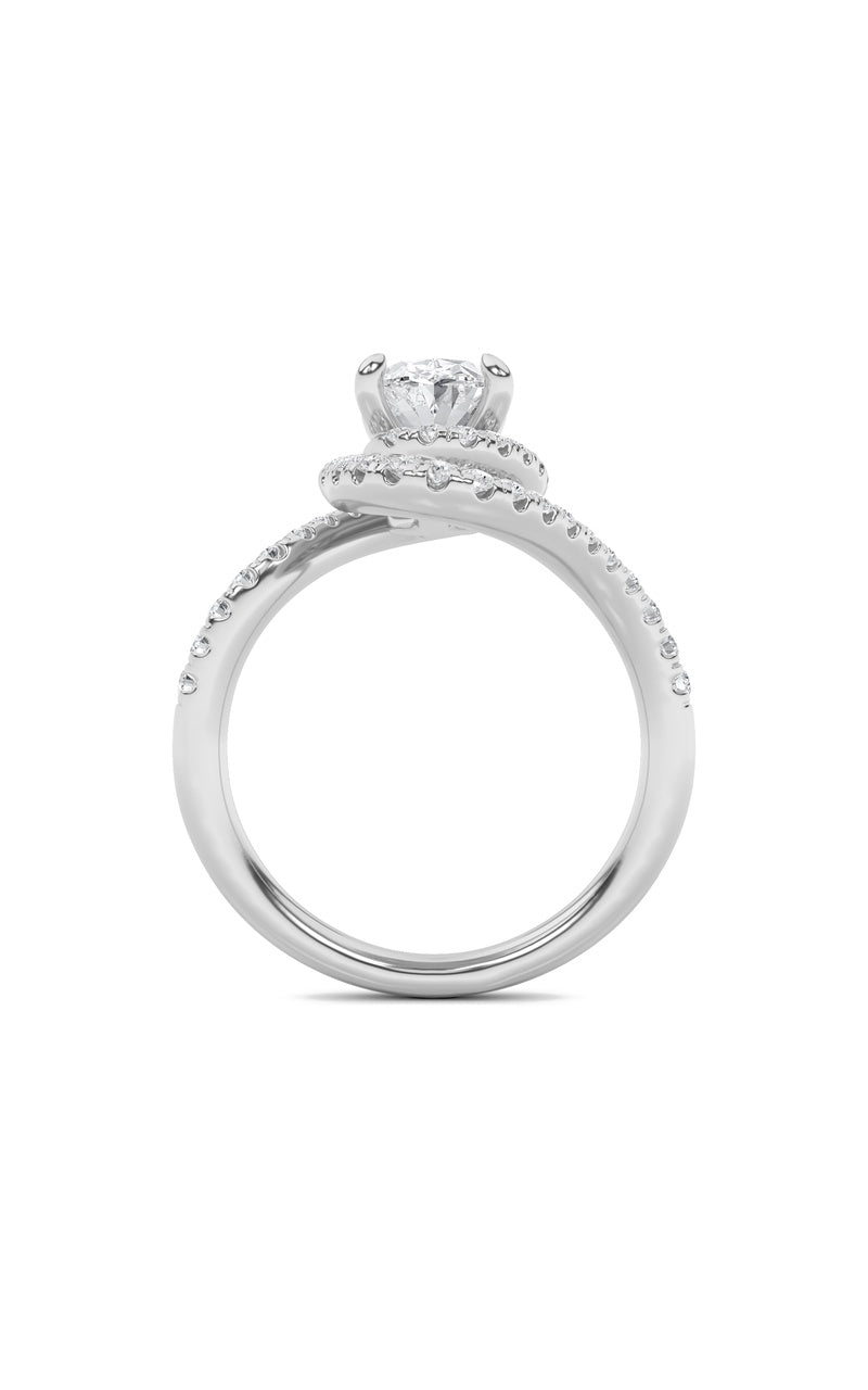 2Cttw Oval Shaped Lab Grown Diamond (F/VS) Swirl Accented Engagement Ring in 14K Gold