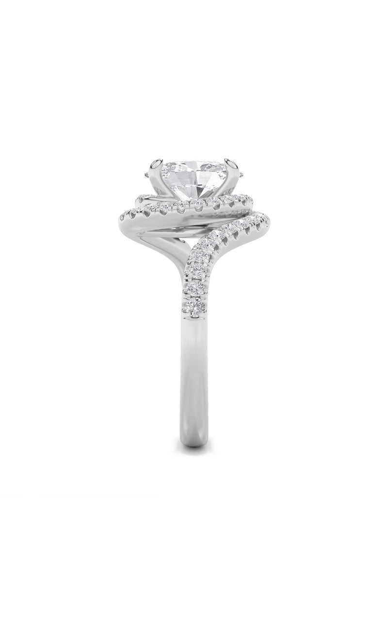 2Cttw Oval Shaped Lab Grown Diamond (F/VS) Swirl Accented Engagement Ring in 14K Gold