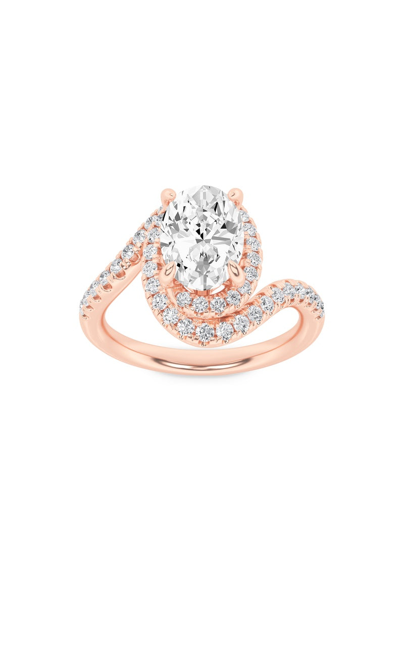 2Cttw Oval Shaped Lab Grown Diamond (F/VS) Swirl Accented Engagement Ring in 14K Gold