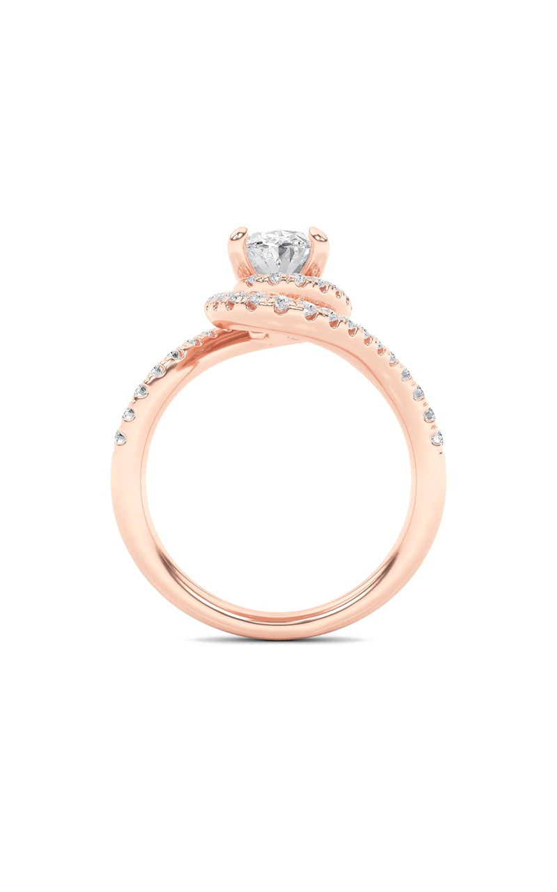 2Cttw Oval Shaped Lab Grown Diamond (F/VS) Swirl Accented Engagement Ring in 14K Gold