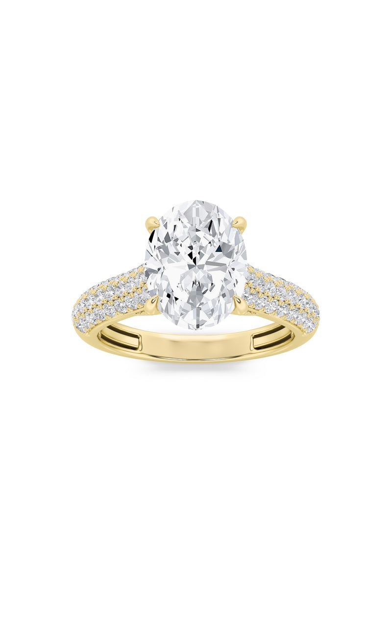 1.5CTW Oval Shaped Lab Grown Diamond (F/VS) Hidden Halo Accented Engagement Ring in 14K Gold, 14K Yellow Gold