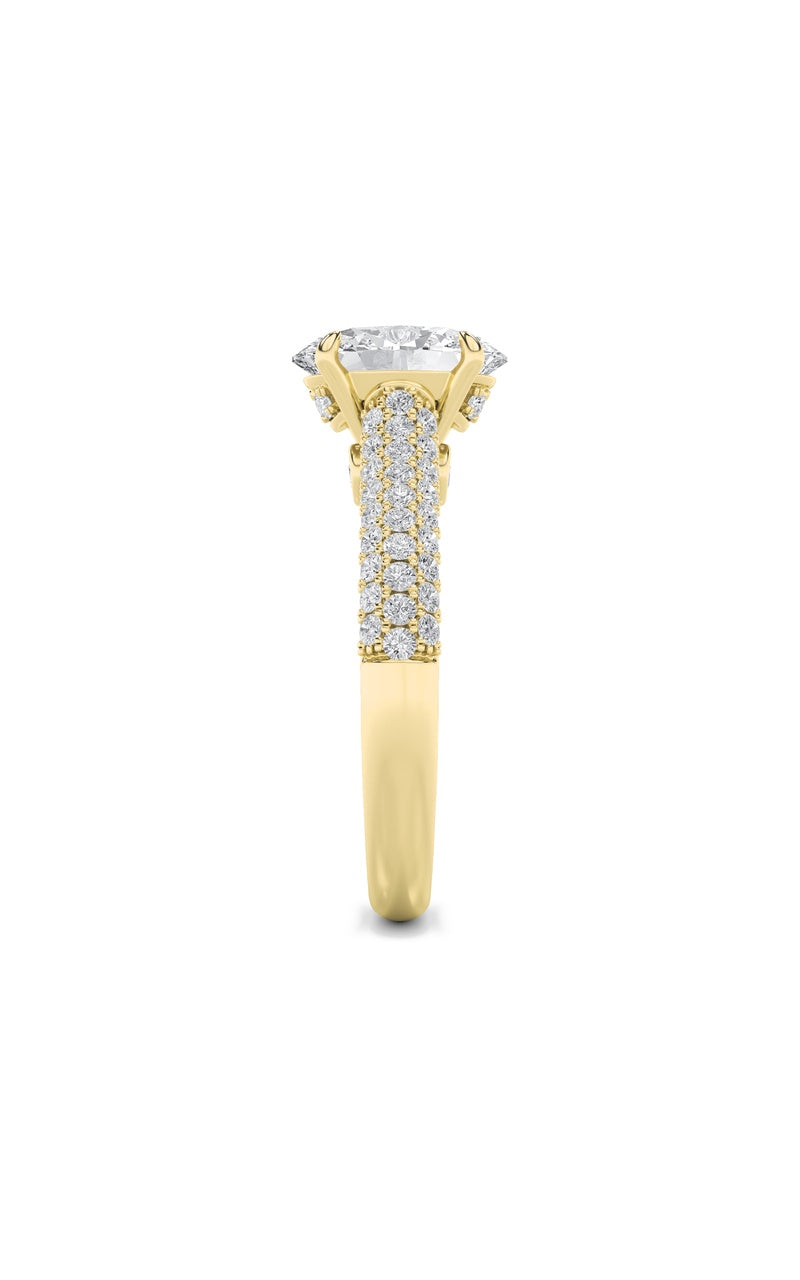 1.5CTW Oval Shaped Lab Grown Diamond (F/VS) Hidden Halo Accented Engagement Ring in 14K Gold