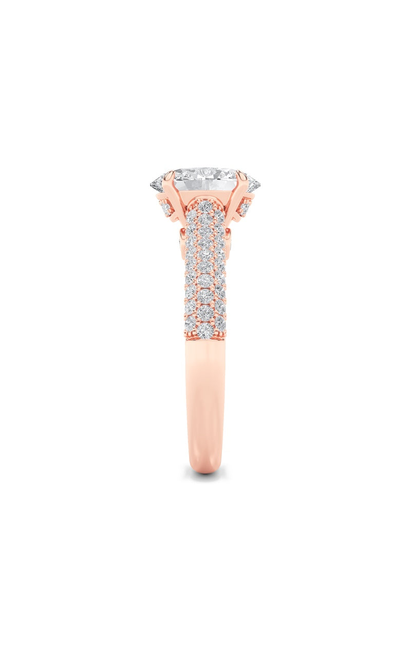 1.5Cttw Oval Shaped Lab Grown Diamond (F/VS) Hidden Halo Accented Engagement Ring in 14K Gold