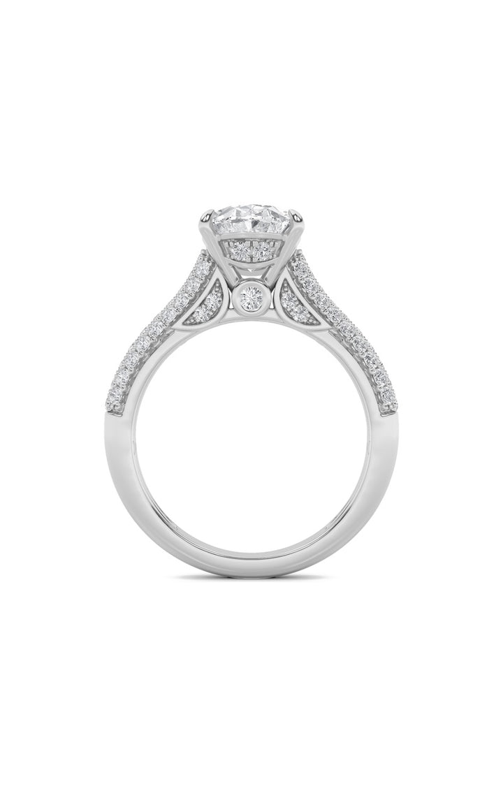 2.5CTW Oval Shaped Lab Grown Diamond (F/VS) Hidden Halo Accented Engagement Ring in 14K Gold