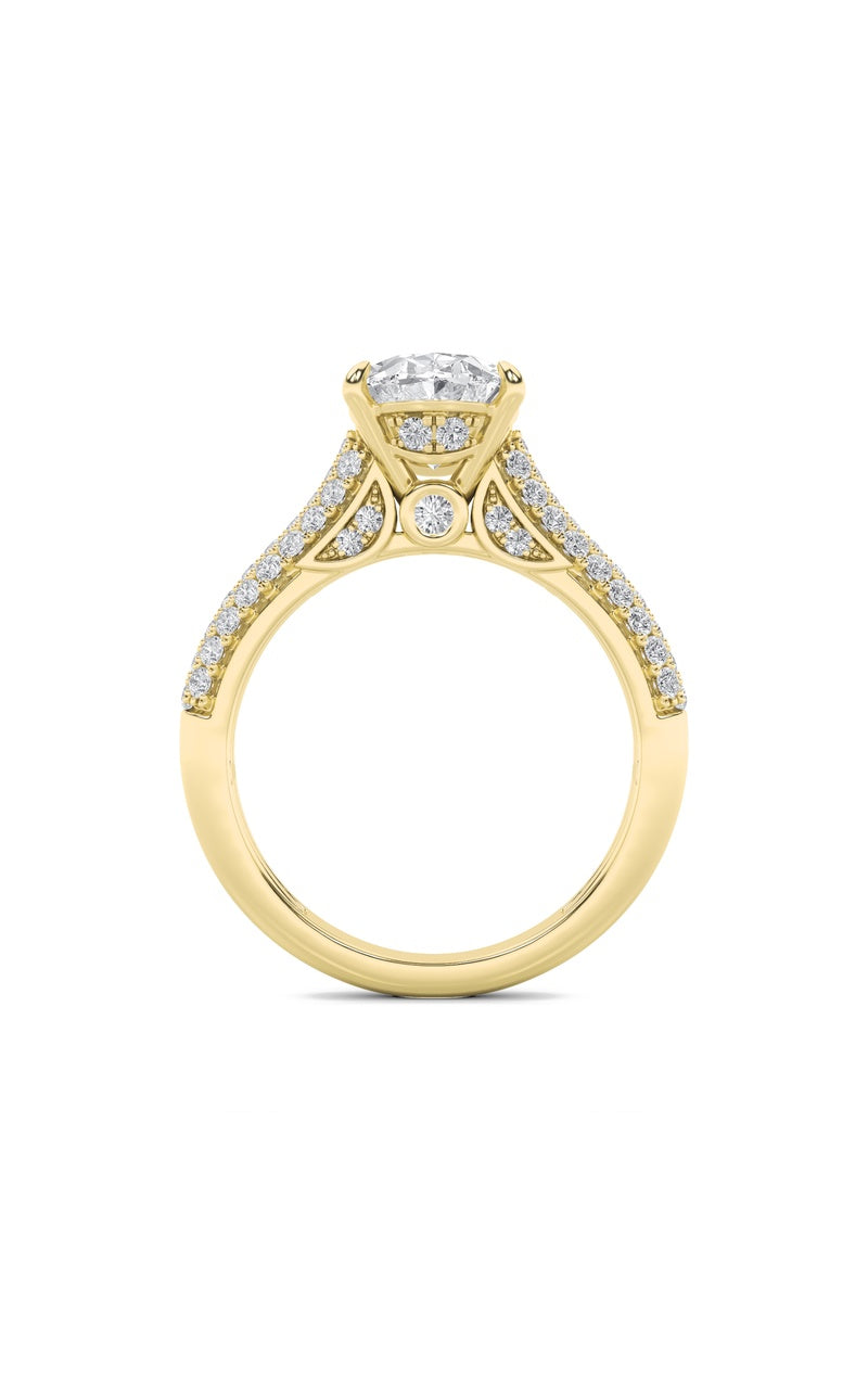 2.5Cttw Oval Shaped Lab Grown Diamond (F/VS) Hidden Halo Accented Engagement Ring in 14K Gold