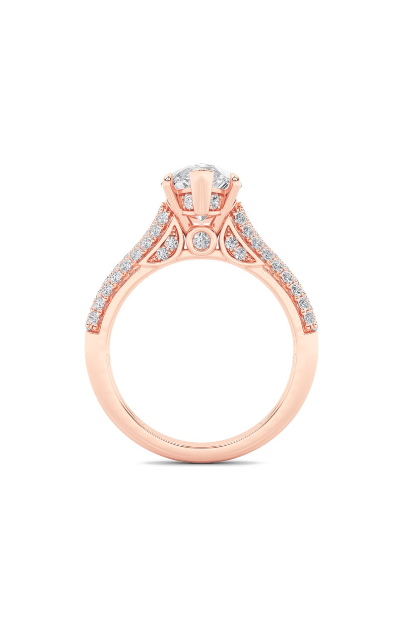 2.5CTW Pear Shaped Lab Grown Diamond (F/VS) Hidden Halo Accented Engagement Ring in 14K Gold, 14K Rose Gold