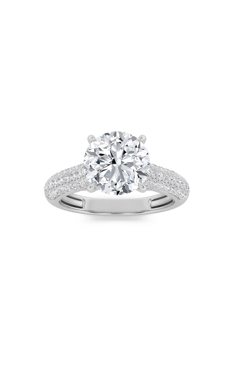 1.5CTW Round Shaped Lab Grown Diamond (F/VS) Hidden Halo Accented Engagement Ring in 14K Gold