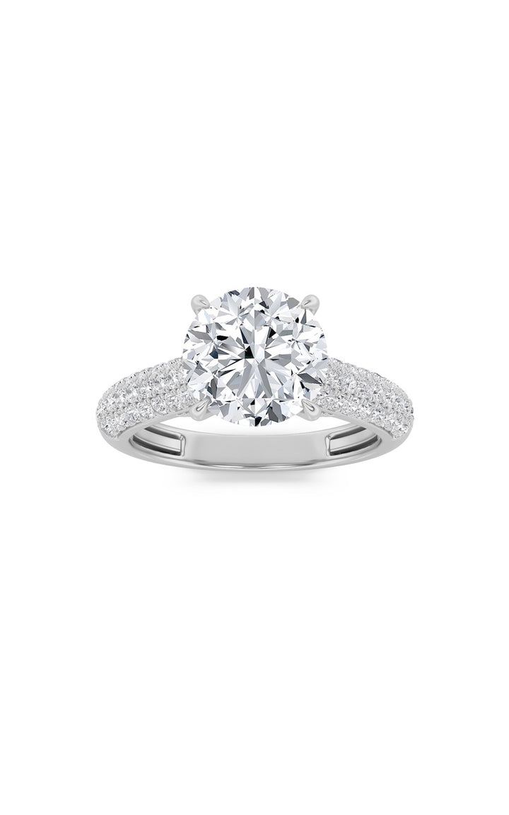 1.5CTW Round Shaped Lab Grown Diamond (F/VS) Hidden Halo Accented Engagement Ring in 14K Gold