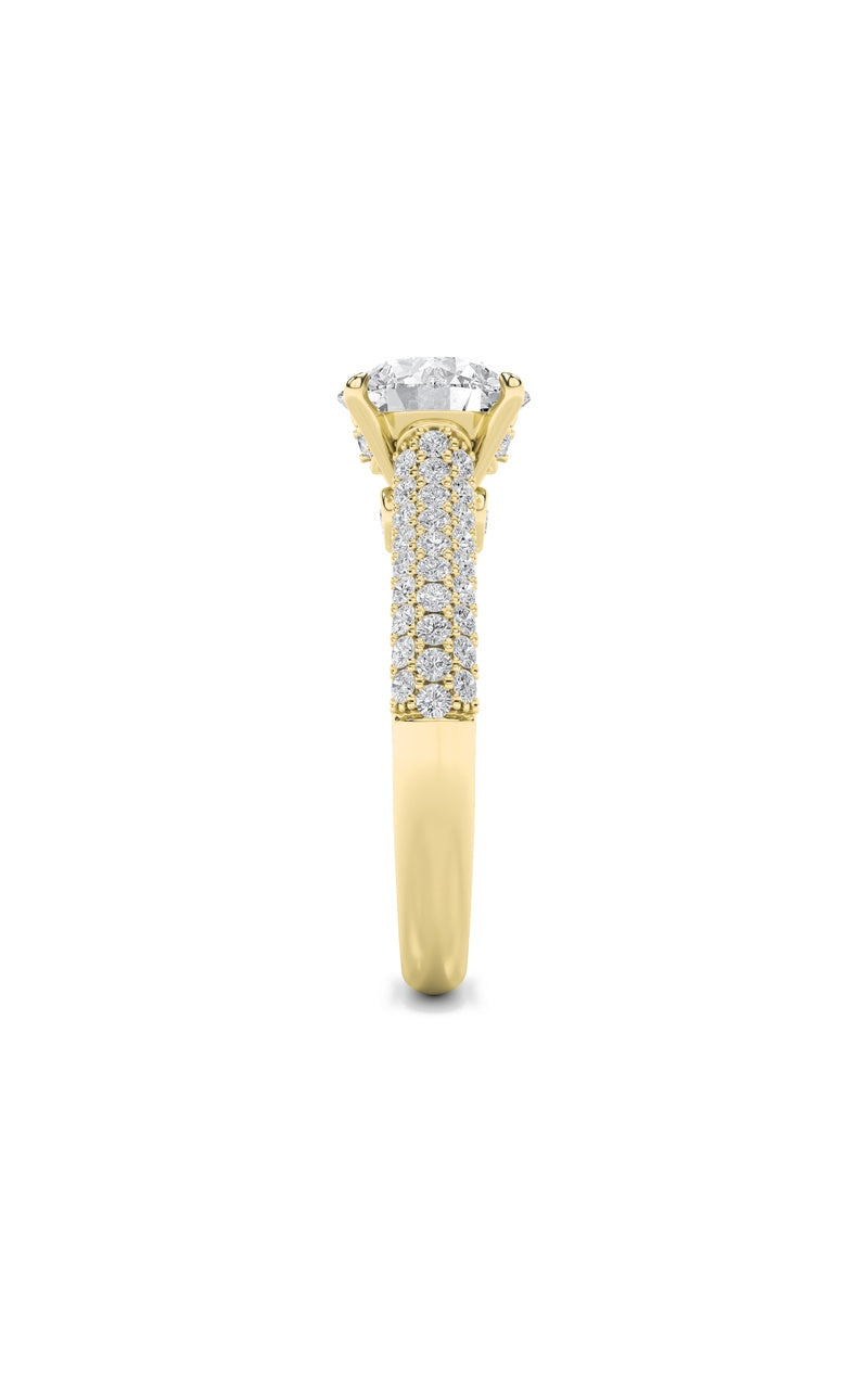2.5CTW Round Shaped Lab Grown Diamond (F/VS) Hidden Halo Accented Engagement Ring in 14K Gold