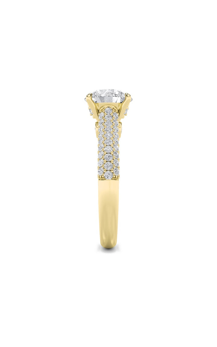 2.5CTW Round Shaped Lab Grown Diamond (F/VS) Hidden Halo Accented Engagement Ring in 14K Gold