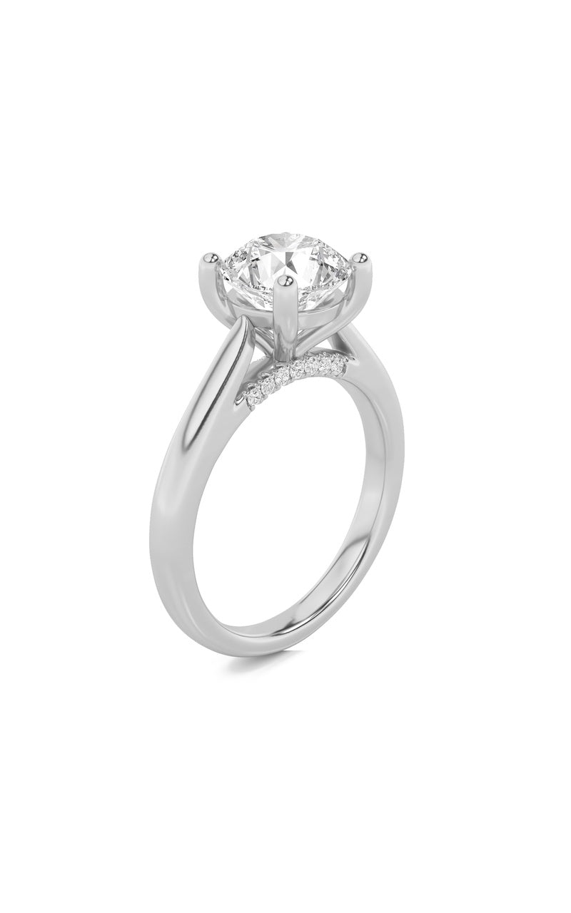 1CTW Round Shaped Lab Grown Diamond (F/VS) Accented Enagement Ring in 14K Gold