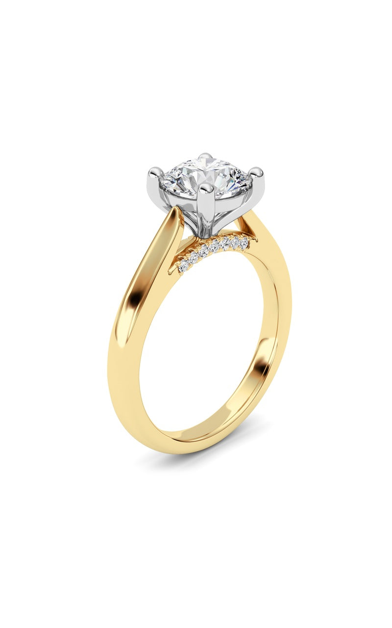 2CTW Round Shaped Lab Grown Diamond (G/VS) Accented Enagement Ring in 14K Gold