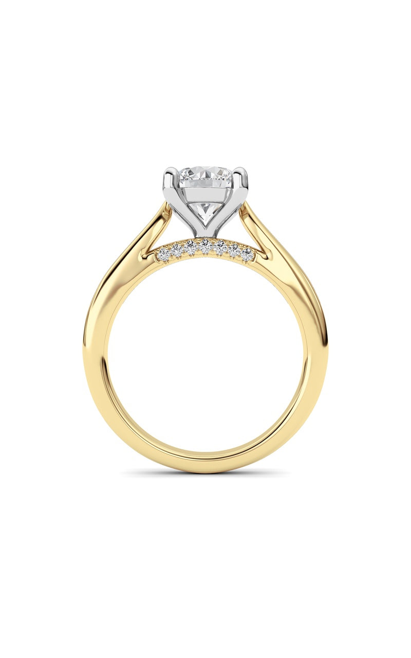 2Cttw Round Shaped Lab Grown Diamond (G/VS) Accented Enagement Ring in 14K Gold