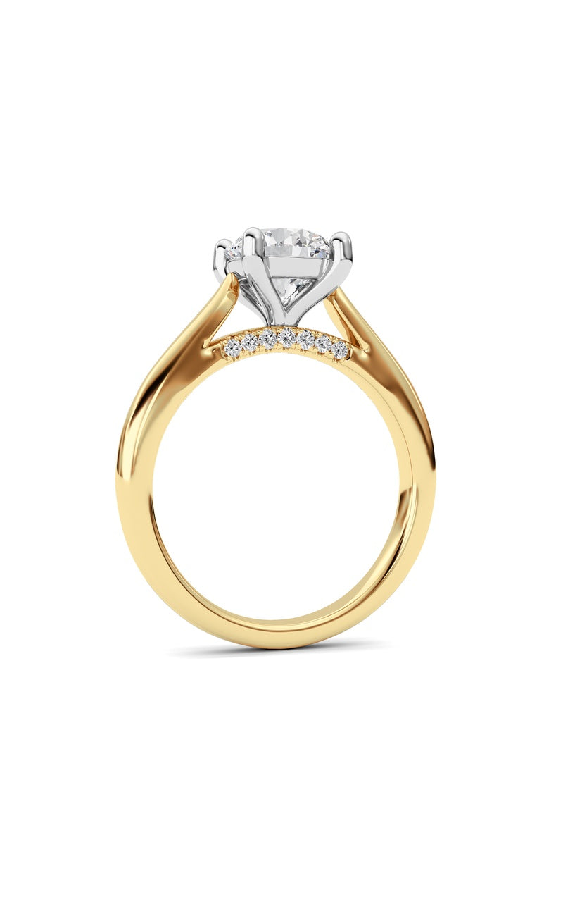 2Cttw Round Shaped Lab Grown Diamond (G/VS) Accented Enagement Ring in 14K Gold