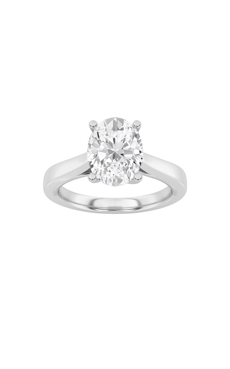 3CTW Oval Shaped Lab Grown Diamond (G/VS) Twisted Basket Cathedral Shank Solitaire Ring in 14K Gold