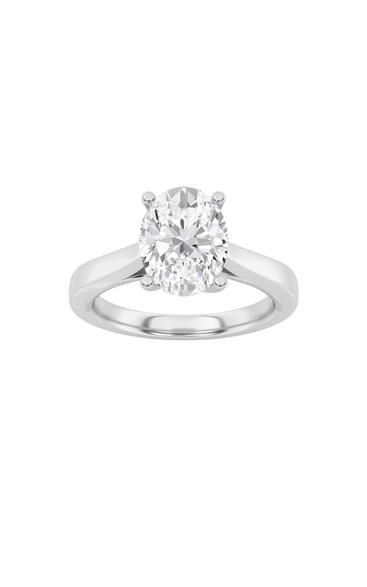 3CTW Oval Shaped Lab Grown Diamond (G/VS) Twisted Basket Cathedral Shank Solitaire Ring in 14K Gold