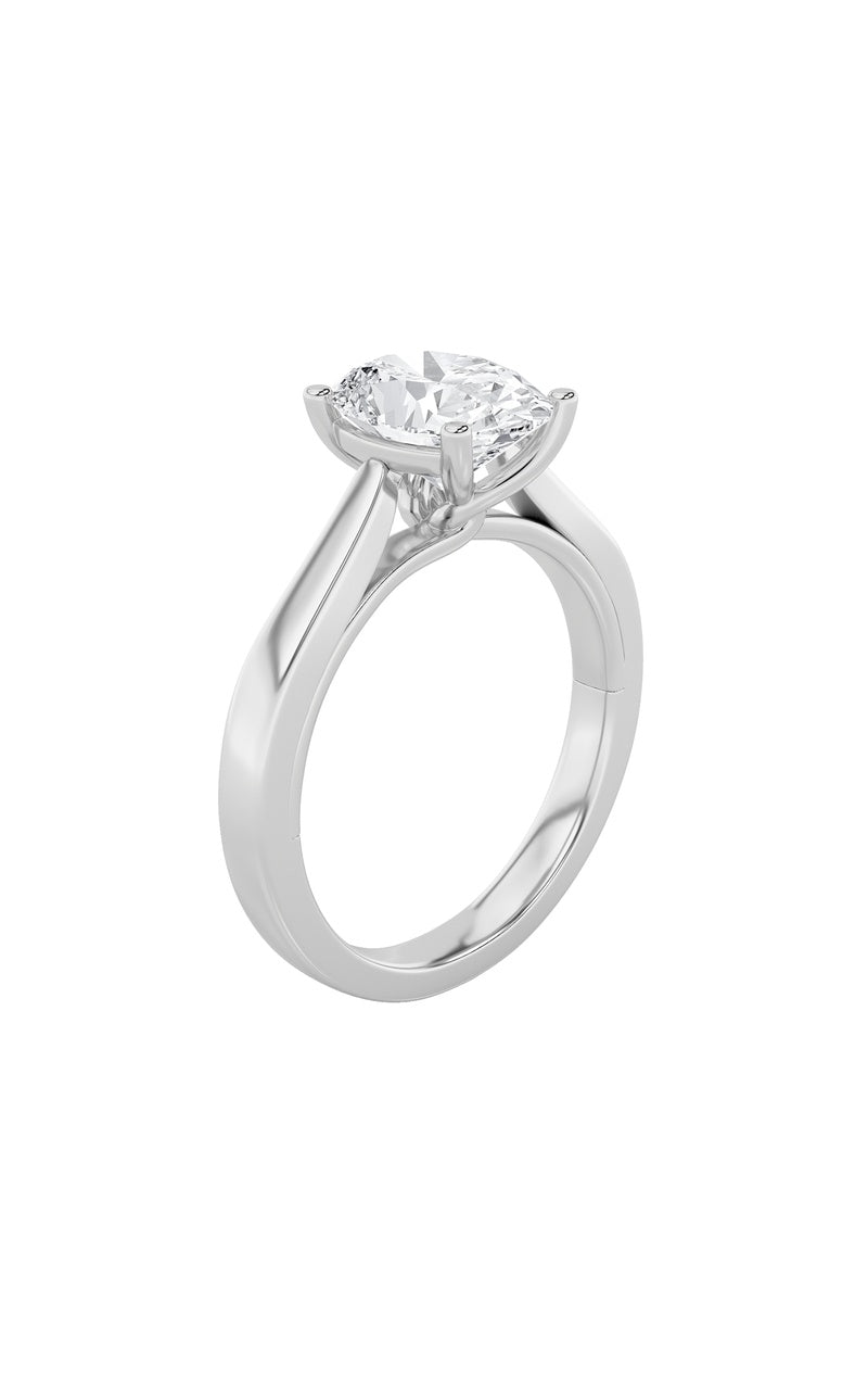3Cttw Oval Shaped Lab Grown Diamond (G/VS) TwistedBasket Cathedral Shank Solitaire Ring in 14K Gold