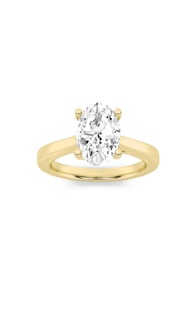 3CTW Oval Shaped Lab Grown Diamond (G/VS) Twisted Basket Cathedral Shank Solitaire Ring in 14K Gold
