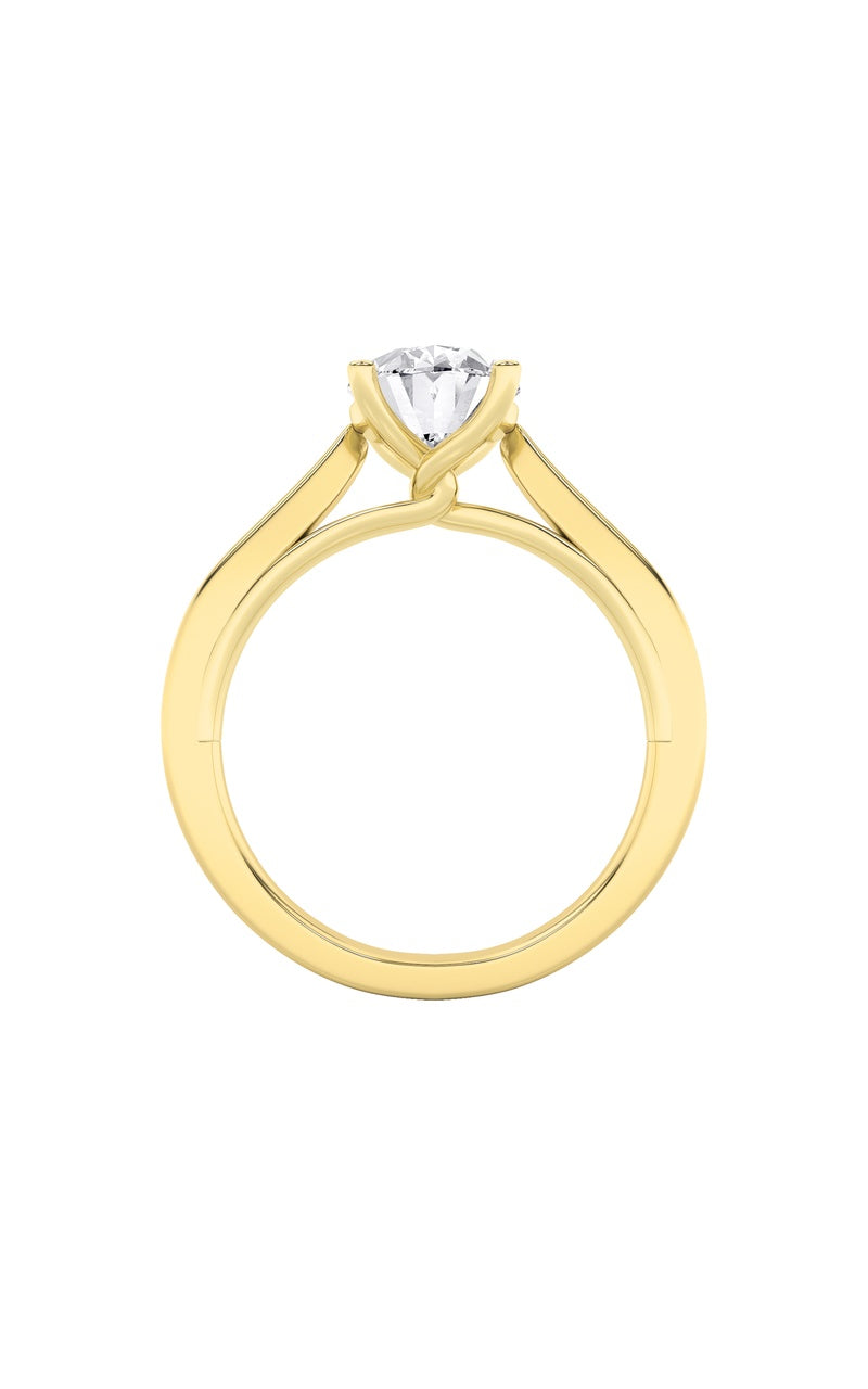 3CTW Oval Shaped Lab Grown Diamond (G/VS) Twisted Basket Cathedral Shank Solitaire Ring in 14K Gold