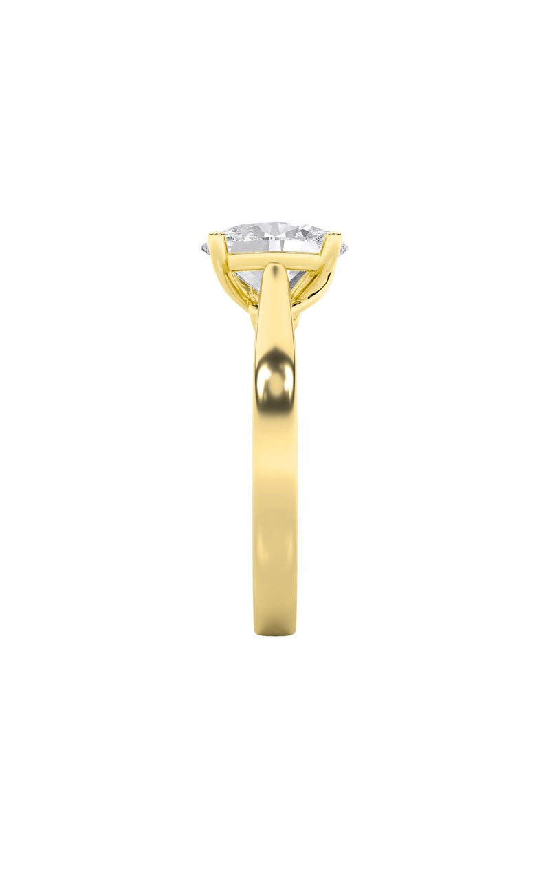 3Cttw Oval Shaped Lab Grown Diamond (G/VS) TwistedBasket Cathedral Shank Solitaire Ring in 14K Gold
