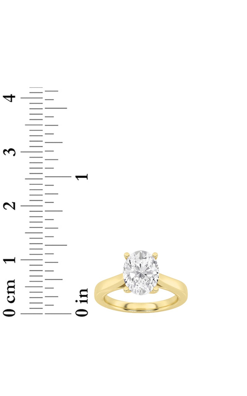 3Cttw Oval Shaped Lab Grown Diamond (G/VS) TwistedBasket Cathedral Shank Solitaire Ring in 14K Gold