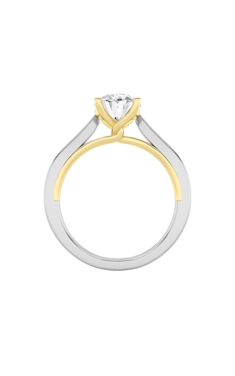 3CTW Oval Shaped Lab Grown Diamond (G/VS) Twisted Basket Cathedral Shank Solitaire Ring in 14K Gold