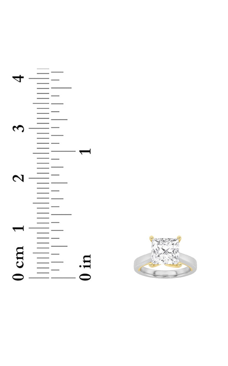2CTW Princess Shaped Lab Grown Diamond (F/VS) Two Tone Twisted Basket Cathedral Shank Solitaire Ring in 14K Gold