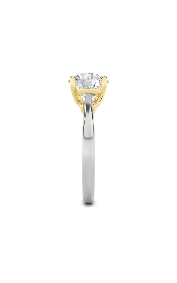 3CTW Round Shaped Lab Grown Diamond (G/VS) Twisted Basket Cathedral Shank Solitaire Ring in 14K Gold
