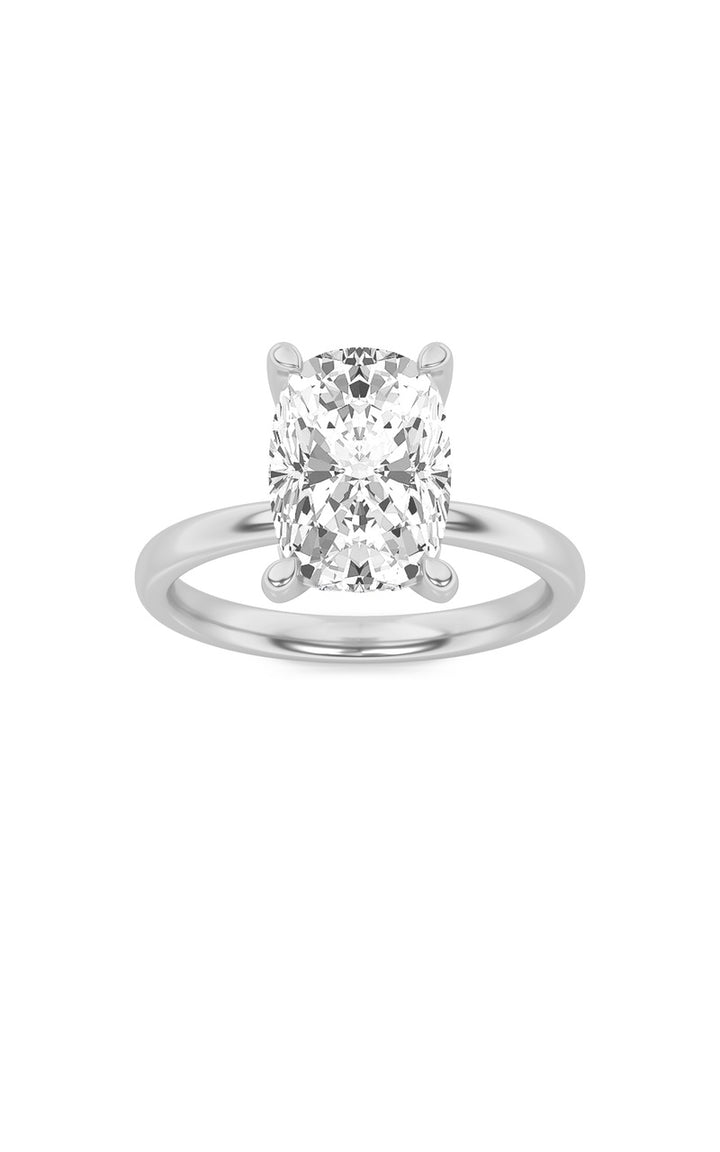 2.5Cttw Elongated Cushion Shaped Lab Grown Diamond(G/VS) Hidden Halo Petite Shank Ring in 14K Gold