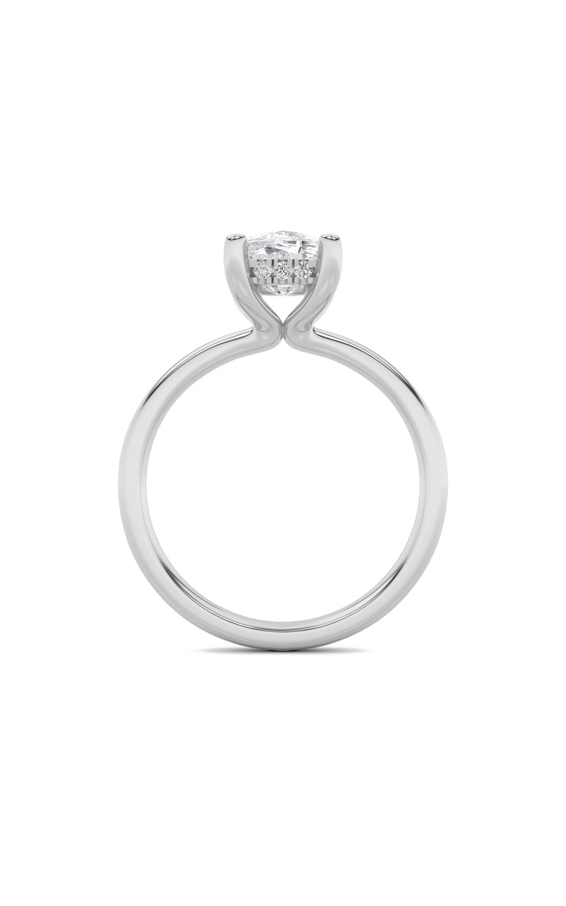 2.5Cttw Elongated Cushion Shaped Lab Grown Diamond(G/VS) Hidden Halo Petite Shank Ring in 14K Gold