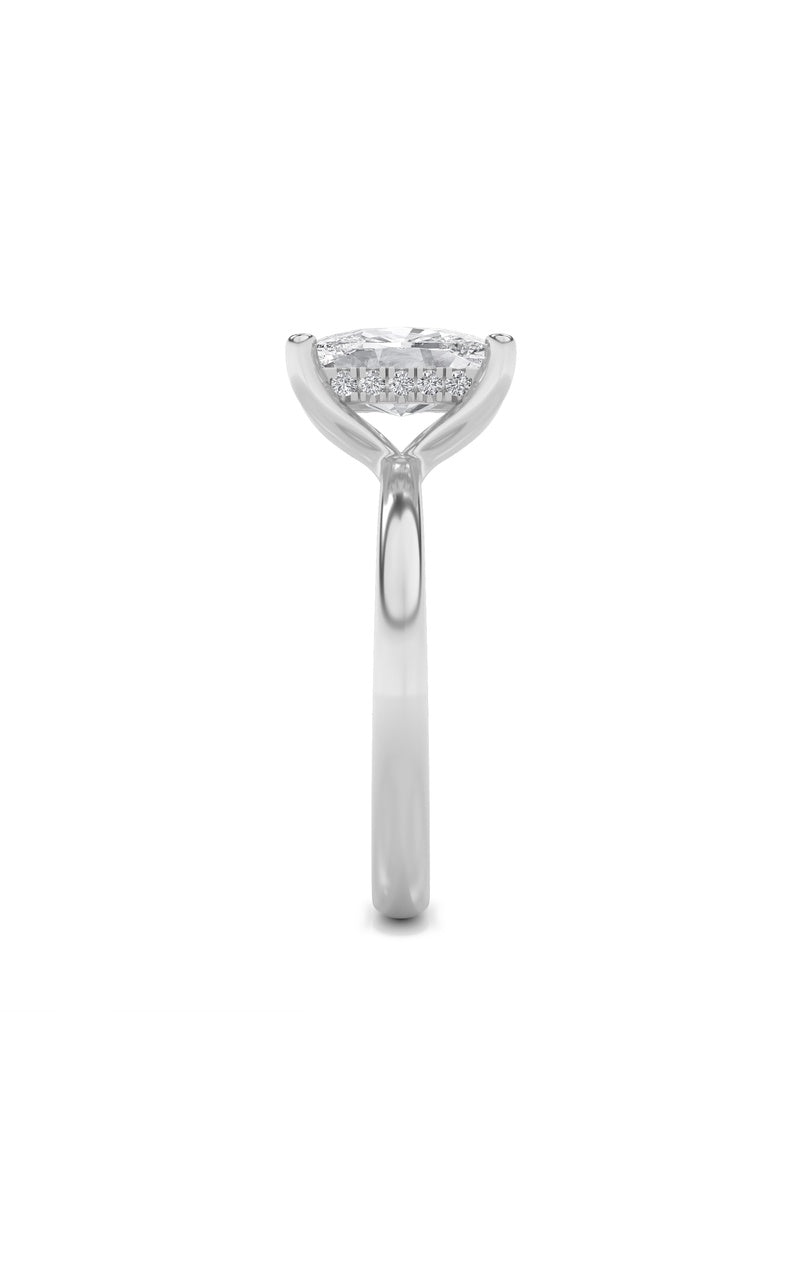2.5Cttw Elongated Cushion Shaped Lab Grown Diamond(G/VS) Hidden Halo Petite Shank Ring in 14K Gold