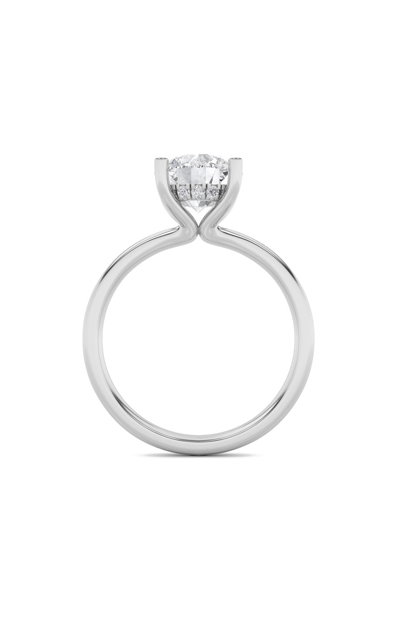 2Cttw Round Shaped Lab Grown Diamond (F/VS) HiddenHalo Petite Shank Ring in 14K Gold