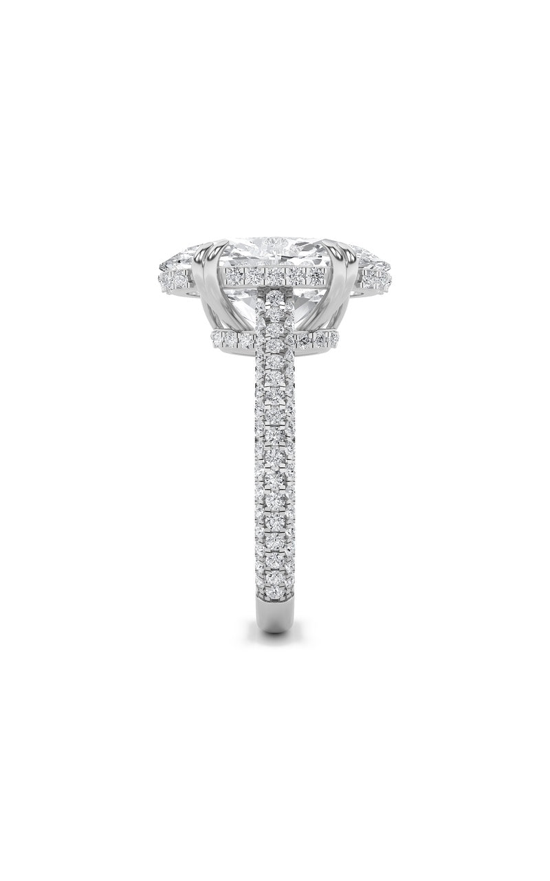 7Cttw Oval Shaped Lab Grown Diamond (F/VS) Bold Statement Accented Ring in 14K Gold