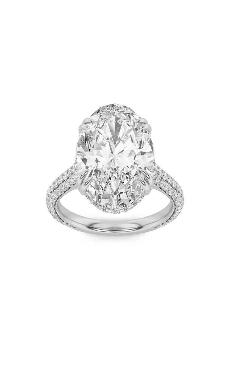 7Cttw Oval Shaped Lab Grown Diamond (F/VS) Bold Statement Accented Ring in 14K Gold