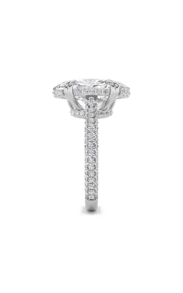 7Cttw Oval Shaped Lab Grown Diamond (F/VS) Bold Statement Accented Ring in 14K Gold
