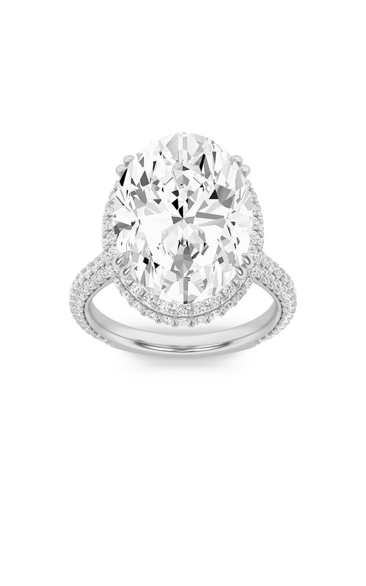 7.5Cttw Oval Shaped Lab Grown Diamond (F/VS) BoldStatement Accented Ring in 14K Gold