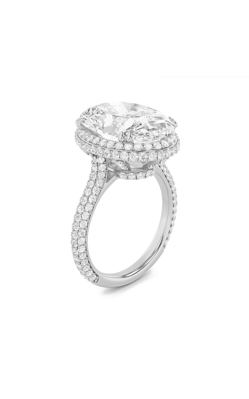 7.5CTW Oval Shaped Lab Grown Diamond (F/VS) Bold Statement Accented Ring in 14K Gold