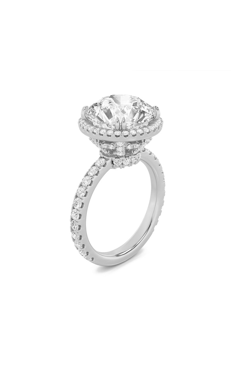 6Cttw Round Shaped Lab Grown Diamond (F/VS) Bold Statement Accented Ring in 14K Gold