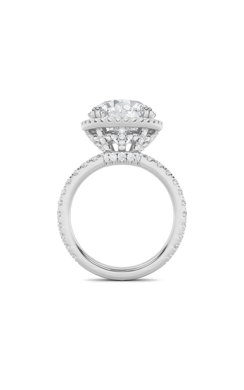 6Cttw Round Shaped Lab Grown Diamond (F/VS) Bold Statement Accented Ring in 14K Gold