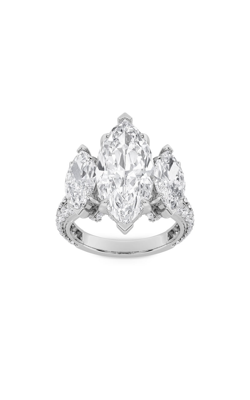 7.75Cttw Marquise Shaped Lab Grown Diamond (F/VS)Bold Statement Accented Ring in 14K Gold