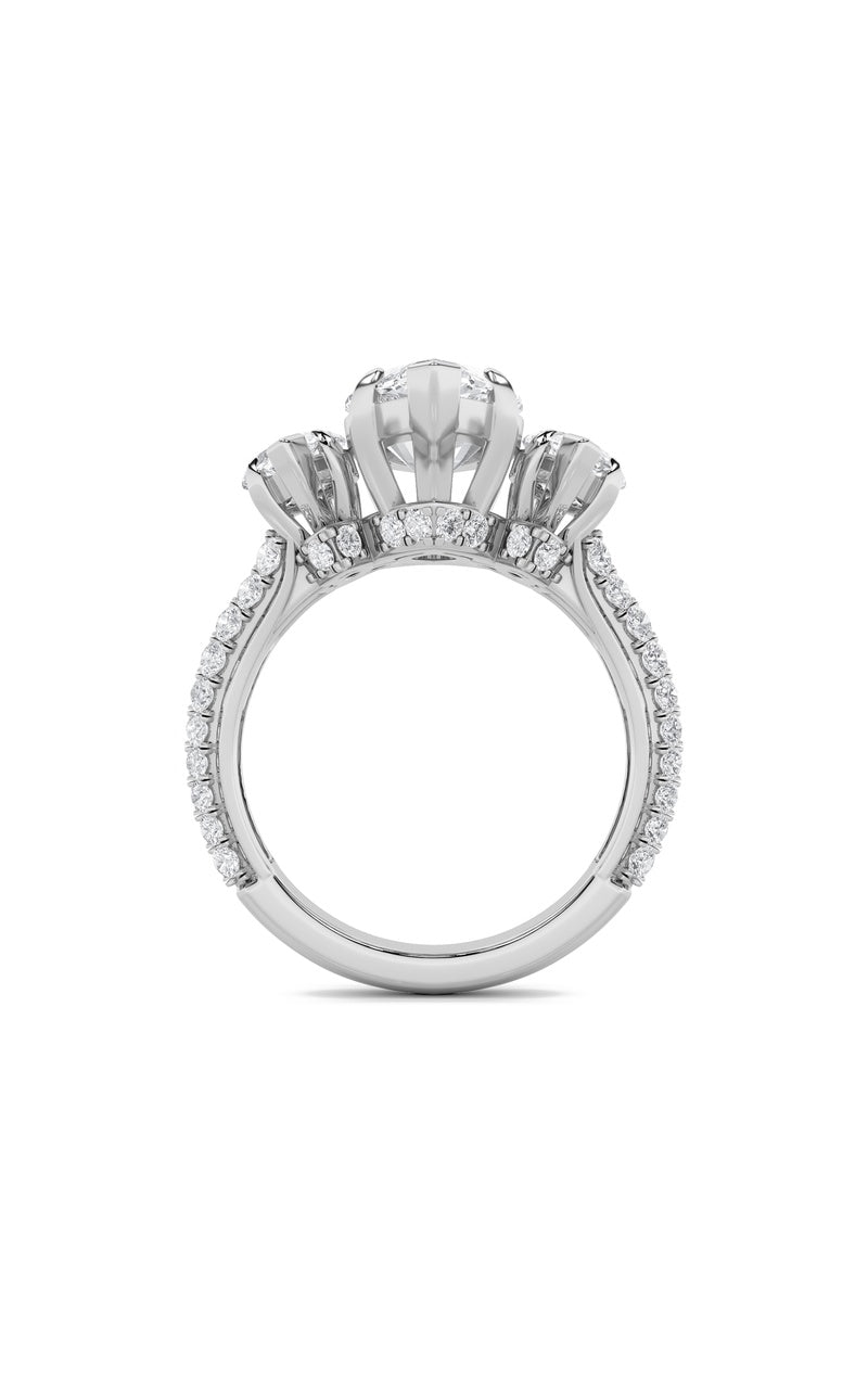 7.75Cttw Marquise Shaped Lab Grown Diamond (F/VS)Bold Statement Accented Ring in 14K Gold