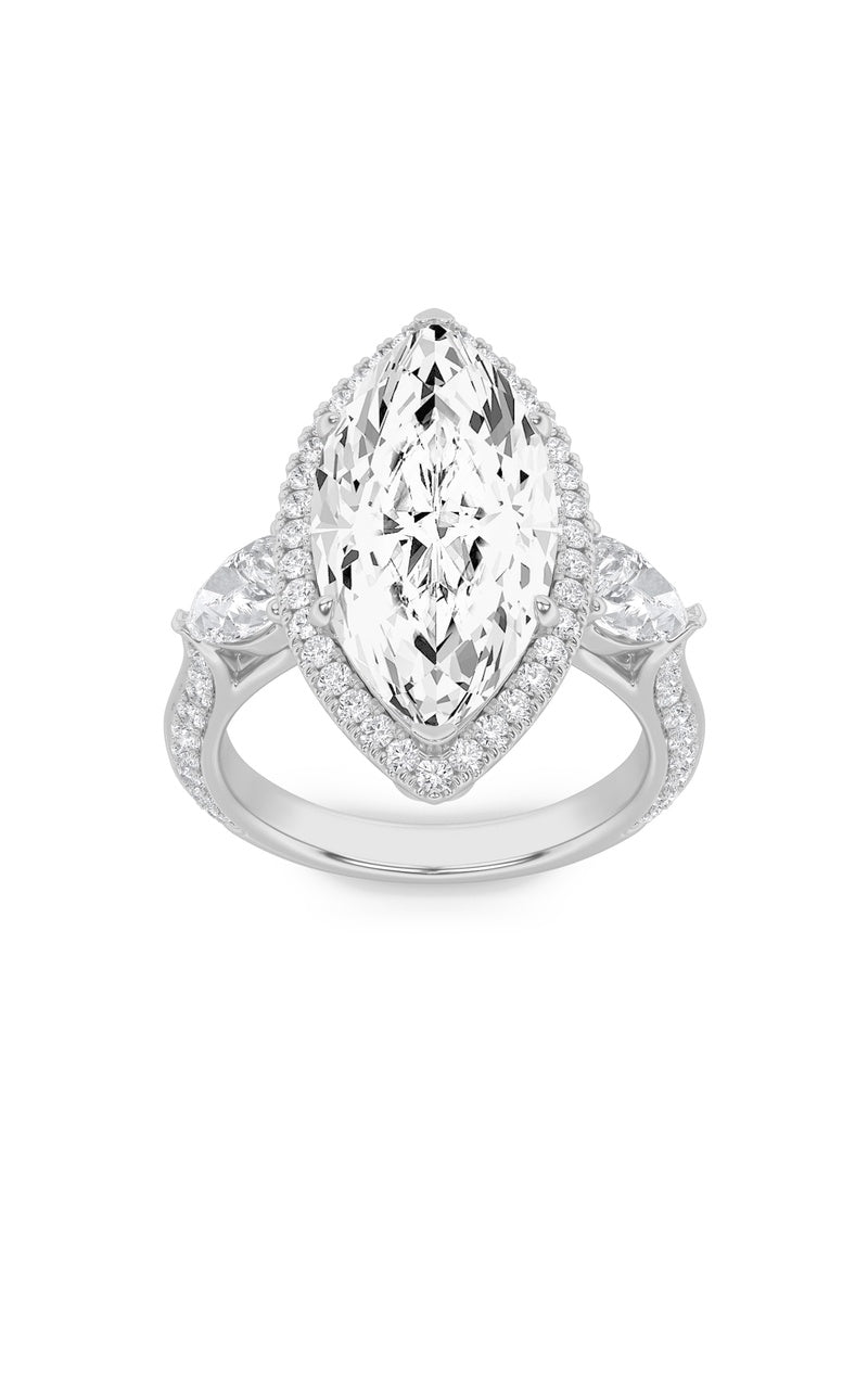 6.5Cttw Marquise Shaped Lab Grown Diamond (G/VS) Bold Statement Accented Ring in 14K Gold