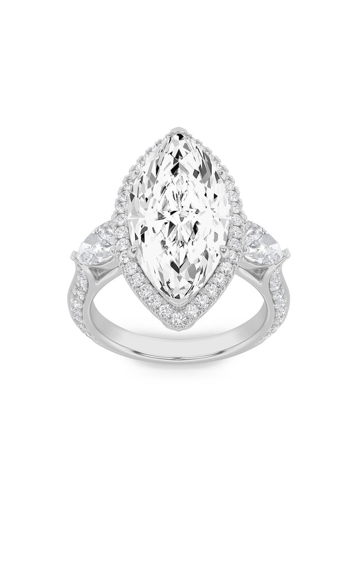6.5Cttw Marquise Shaped Lab Grown Diamond (G/VS) Bold Statement Accented Ring in 14K Gold