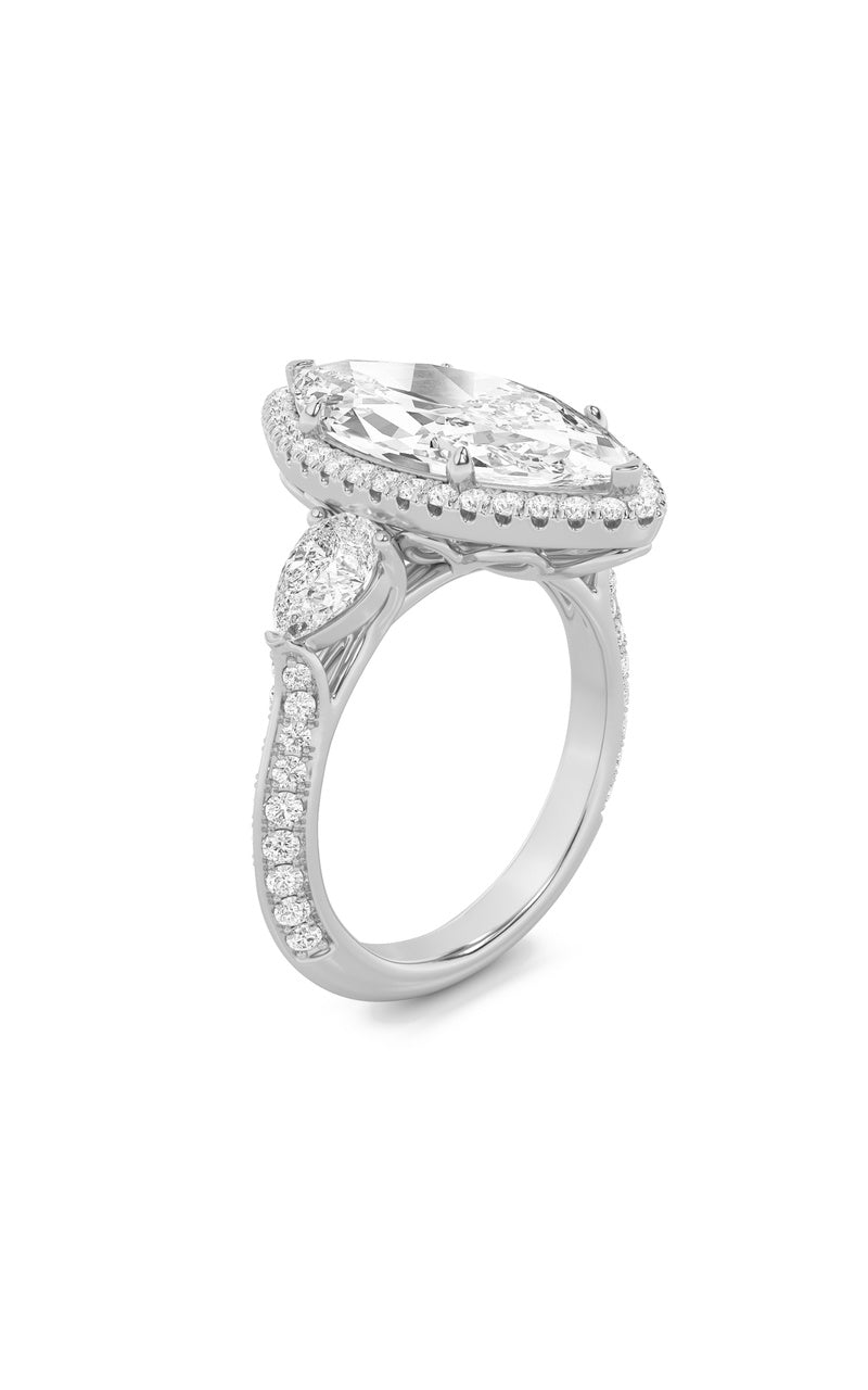 6.5Cttw Marquise Shaped Lab Grown Diamond (G/VS) Bold Statement Accented Ring in 14K Gold