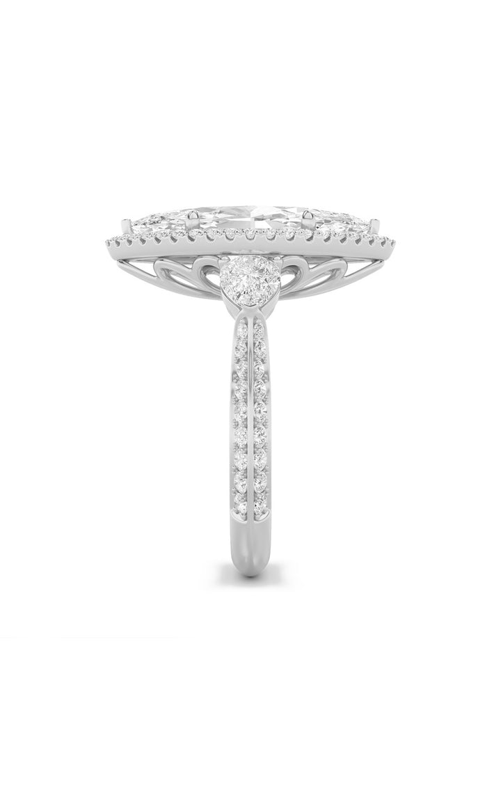 6.5Cttw Marquise Shaped Lab Grown Diamond (G/VS) Bold Statement Accented Ring in 14K Gold