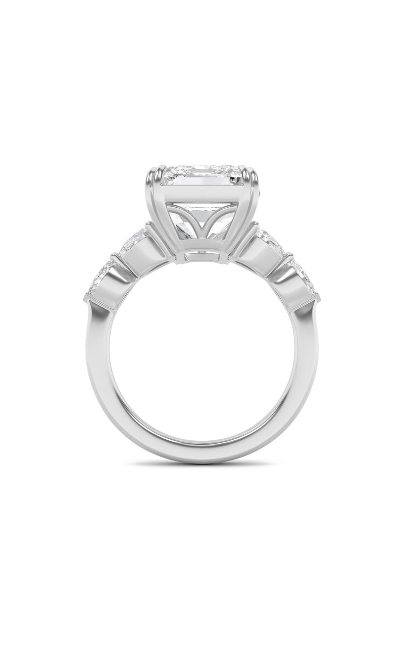 8.5Cttw Emerald Shaped Lab Grown Diamond (F/VS) Bold Statement Accented Ring in 14K Gold