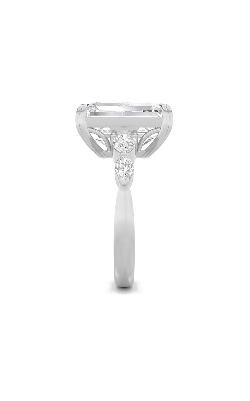 8.5CTW Emerald Shaped Lab Grown Diamond (F/VS) Bold Statement Accented Ring in 14K Gold